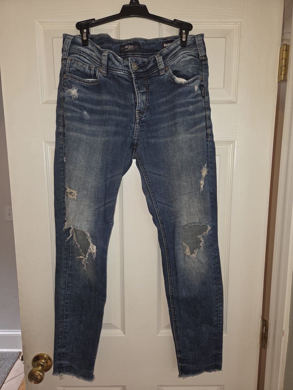 Silver Jeans Women's Skinny Distressed Blue Denim